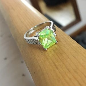 Green rectangle cut Lia Sophia ring
